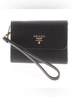 Prada Saffiano Leather Wristlet Wallet – Black / Gold Hardware (1MC442)